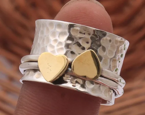 Miniatura 101 de Boho Spinner Ring, Mothers Day Gift, Silver 925 Women Ring, Sterling Silver 925 Ring, Fidget Spinner Ring,Women Silver Anxiety Ring