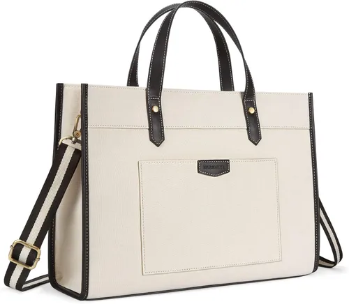 Miniatura 11 de Missnine Bolsa de mano para laptop de 15.6 pulgadas, bolsa de hombro para laptop de lona, bolsas de trabajo, cartera de mano informal, maletín