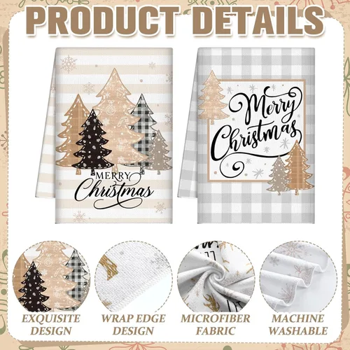 Miniatura 3 de FuWeave 6 piezas de toallas de cocina de Navidad para granja, toallas de mano de invierno 21.26 x 14.17 pulgadas, toallas de cocina absorbentes