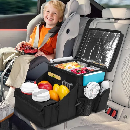 Miniatura 2 de COOLBEBE Organizador de asiento de automóvil, organizador de asiento trasero de automóvil con portavasos para viajes de niños y adultos, organizador