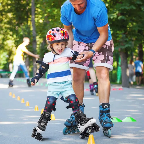 Miniatura 6 de SULIFEEL Rainbow Unicorn - Patines ajustables de 4 tamaños para niñas y niños de 3-5, 5-8, 6-12 años, patines para interiores y exteriores E Negro