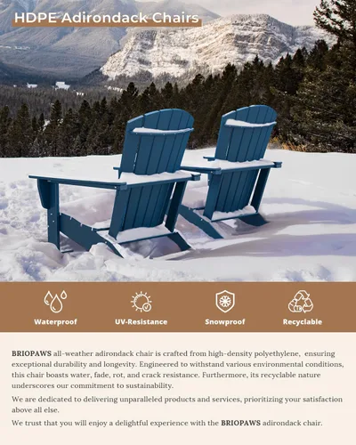 Miniatura 4 de BRIOPAWS Adirondack - Juego de 2 sillas para hoguera, de gran tamaño, plástico HDPE, resistente a la intemperie, para terraza, exterior, piscina