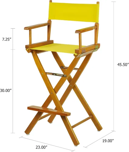 Miniatura 3 de Casual Home - Silla de director de 30 in, marco de roble miel con lienzo amarillo, altura de barra