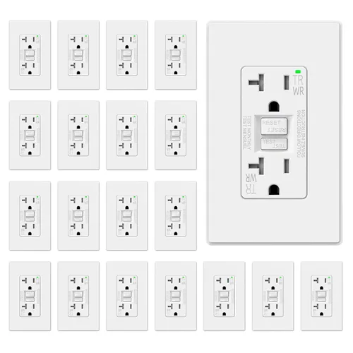 Miniatura 38 de ELEGRP Salida GFCI para Exteriores, Receptáculo GFI Eléctrico de Autoprueba de 15 Amperios con Diseño Más Delgado, Receptáculo GFCI Resistente a