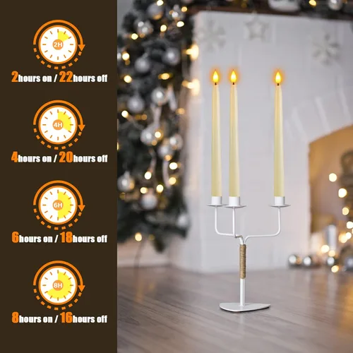 Miniatura 5 de Ymenow Velas LED cónicas con control remoto, 10 velas parpadeantes sin llama para ventana, velas eléctricas de plástico marfil para decoración