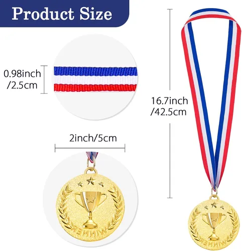 Miniatura 2 de Caydo 12/24 Pieces Gold Award Medals Metal Winner Medals for Award for Adults for Competitions, Sports Events, Party, 2 Inch
