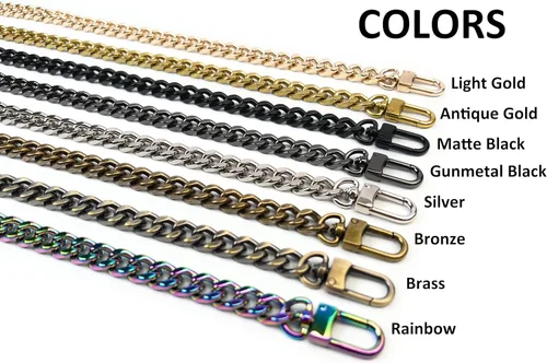 Miniatura 2 de Correas de metal para bolso de cadena plana, reemplazo de cadena para bolso cruzado de hombro y axilas, Dorado antiguo Oro envejecido
