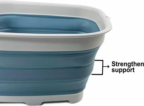 Miniatura 4 de SAMMART Sartén plegable de 15 litros con tapón de drenaje, lavabo de lavado plegable, tina portátil para lavar platos, bandeja de almacenamiento