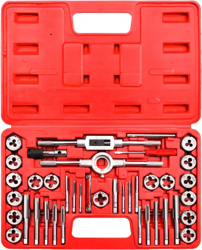 Miniatura 8 de EFFICERE Juego de 40 piezas de roscas y troqueles de alta calidad, roscas métricas M3, M4, M5, M6, M7, M8, M10, M12, ambos tipos gruesos y finos