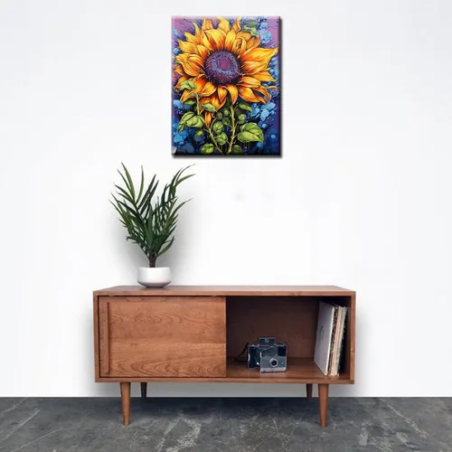 Miniatura 4 de Kit de pintura por números de flores amarillas tropicales, 16 x 20 pulgadas, grafiti, girasoles, pintura colorida para garabatos, lienzo de pintura