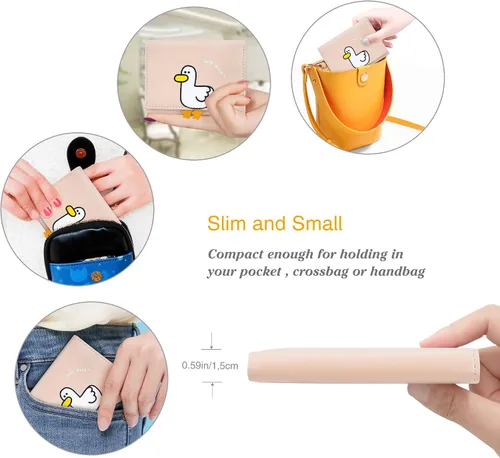 Miniatura 10 de CONISY Lindas carteras para mujer, de cuero con bloqueo RFID, pequeña cartera triple con ventana de identificación para niñas y mujeres