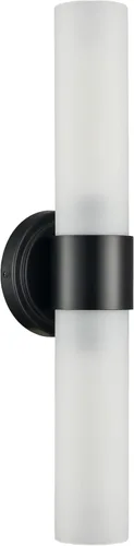 Miniatura 7 de DAYCENT Modernas luces negras para tocador de baño, aplique de pared de vidrio esmerilado de 2 luces, apliques cilíndricos negros mate, iluminación