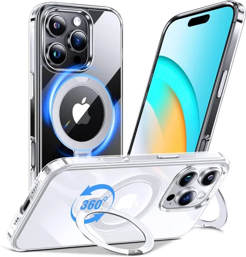 Miniatura 17 de Anqrp Funda transparente con función atril magnética con junta tórica para iPhone 12/12 Pro, compatible con Mag-Safe, de grado militar, reforzada