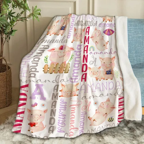 Miniatura 15 de Manta de bebé con diseño de cerdo lindo, acogedora y suave, para niños, niñas, recién nacidos, regalos de cumpleaños de Navidad, 40 x 30 pulgadas