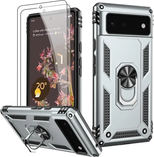 Miniatura 109 de LUMARKE Funda para Google Pixel 5 con protector de pantalla, pasa 16 pies, probada en caídas, grado militar, con soporte de anillo magnético, Rojo