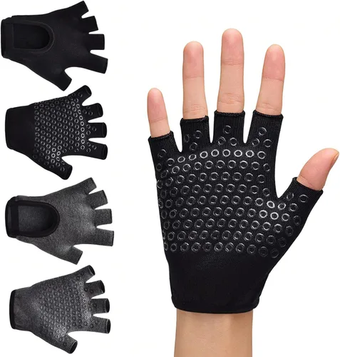 YL TRD V 2 paquetes de guantes de yoga antideslizantes sin dedos guantes de ejercicio guantes de entrenamiento