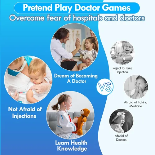 Miniatura 6 de Kit de Médico de Lehoo Castle para Niños Pequeños de 3 a 5, Juego de Médicos para Niños, Juego de Simulación con Disfraz de Médico, Juguetes