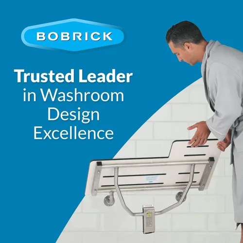 Miniatura 10 de Bobrick - Asiento de ducha plegable reversible, color blanco/acero inoxidable