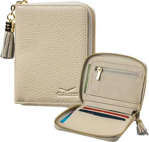 Miniatura 10 de Claasico Cartera Bifold para mujer con bloqueo RFID Cartera de piel auténtica con cremallera y bolsillo para monedas para mujer Elegante soporte