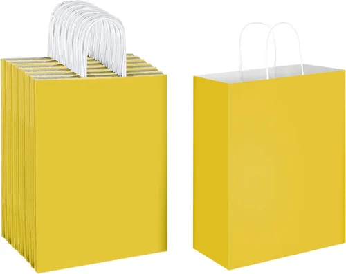 Miniatura 9 de Oikss - Paquete de 50 bolsas de papel kraft marrón natural con asas, tamaño grande, 10x5x13, para regalos de cumpleaños, compras al por menor
