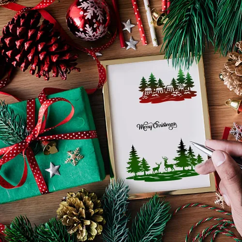 Miniatura 5 de CRASPIRE Sellos de goma transparente de Navidad para casa de invierno, bosque, copo de nieve, alce, muñeco de nieve, trineo, sellos de silicona