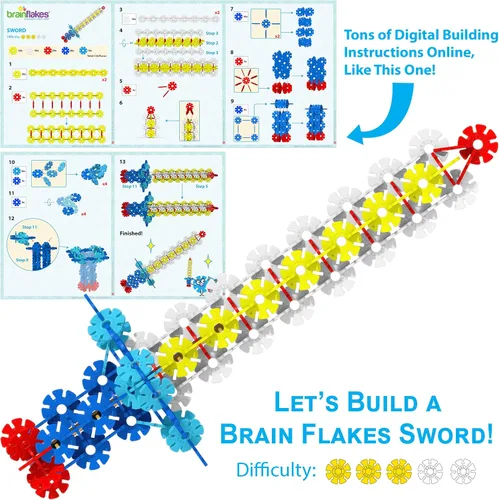 Miniatura 8 de Brain Flakes Kit de construcción y construcción de 2500 piezas, una alternativa creativa y educativa a los bloques de construcción, piezas de ruedas