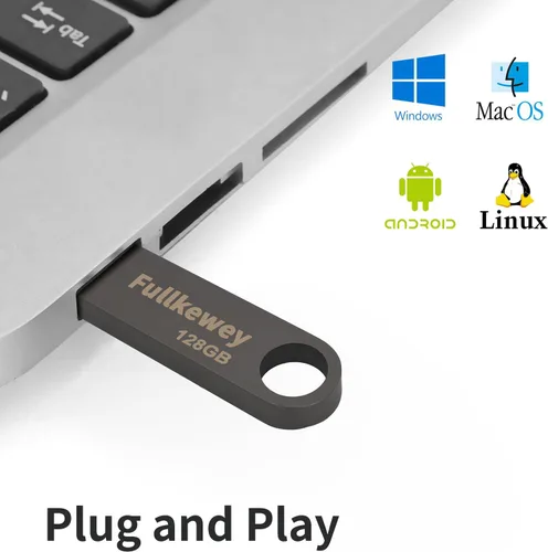 Miniatura 3 de Unidad flash 16G/32G/64G/128G, elegante metal USB 2.0, unidad compacta impermeable de metal, unidad de pulgar, memoria de alta velocidad