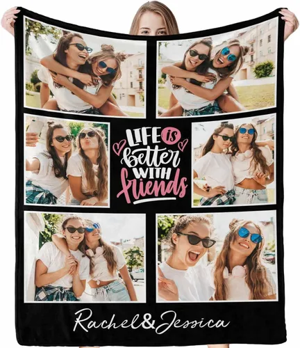 Miniatura 21 de Regalos para hermanas de hermana manta con collage de fotos, mantas de fotos personalizadas para hermanas, mejores amigas, mujeres, manta de amistad