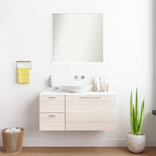 Miniatura 464 de Amanti Art Espejo de baño blanco para sobre el fregadero, 32 x 45 pulgadas, espejo de tocador rectangular blanco esbelto, marco de madera moderno