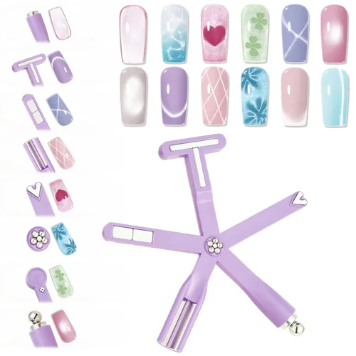 Modelones Imán de esmalte de uñas de gel de ojo de gato, herramienta magnética 8 en 1 para uñas de gel, varita magnética fuerte para arte de uñas