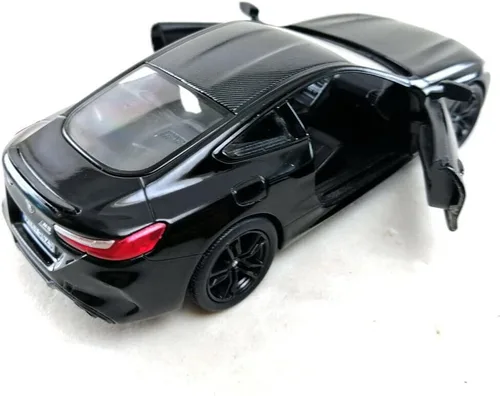 Miniatura 8 de KiNSMART BMW M8 Competition - Coche de juguete modelo de metal fundido a presión a escala 1:36 de 5 pulgadas, color negro y rojo con acción
