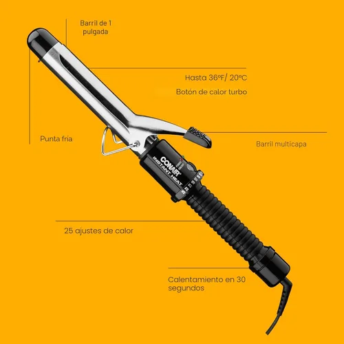 Miniatura 2 de Conair Instant Heat - Rizador de pelo de 1 pulgada, barril de 1 pulgada que produce rizos clásicos, rizador de pelo para cabello corto, mediano