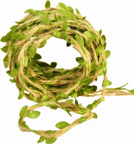 Naidiler Cordel de cinta de hoja de arpillera de 32 pies para manualidades para safari, selva, fiesta de hadas, baby shower de bosque, decoración de