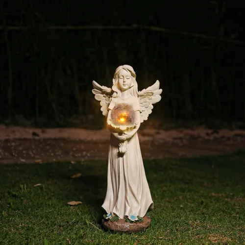 Miniatura 8 de Estatua de ángel para jardín, estatuas solares de jardín de 16.3 pulgadas con luces solares, figuras de ángel, regalos de jardinería para madre
