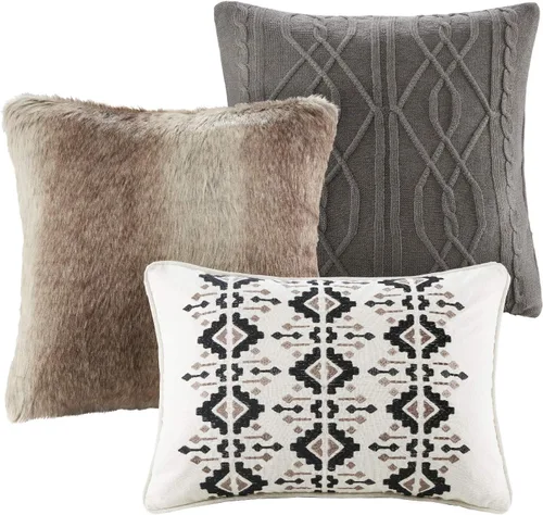 Miniatura 3 de Madison Park Edredón King de algodón jacquard a cuadros de cabaña, edredones extragrandes tamaño King, funda extraíble, edredón para todas