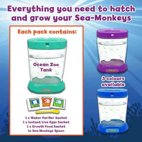 Miniatura 2 de Los monos marinos originales - Zoo oceánico - Kit de ciencia para criar tus propias mascotas - Incluye huevos, alimentos y purificador de agua