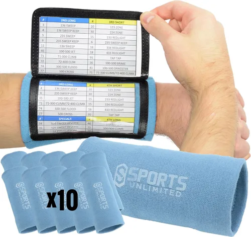 Miniatura 70 de Sports Unlimited Banda Instructora Triple para Adultos, Muñequeras de Fútbol para Jugadas, Muñequeras de Béisbol, Bandas de Brazo QB Negro