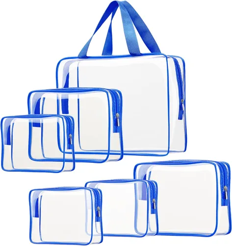 Miniatura 17 de 3 bolsas de cosméticos transparentes, aprobadas por la TSA, juego de bolsas de aseo transparentes para viajes, playa, bolsa de organización