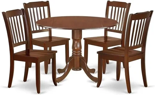 Miniatura 9 de East West Furniture DLDA3-BCH-W Dublin - Juego de habitación de 3 piezas que contiene una mesa de cocina redonda con gotas y 2 sillas de comedor, 42