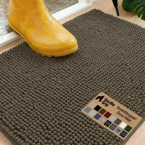 Miniatura 61 de GORILLA GRIP SOAKSTOPPER - Tapete para puerta de perro, 30 x 20 pulgadas, lavable a máquina, absorbente, captura la humedad, barro, suciedad, Negro