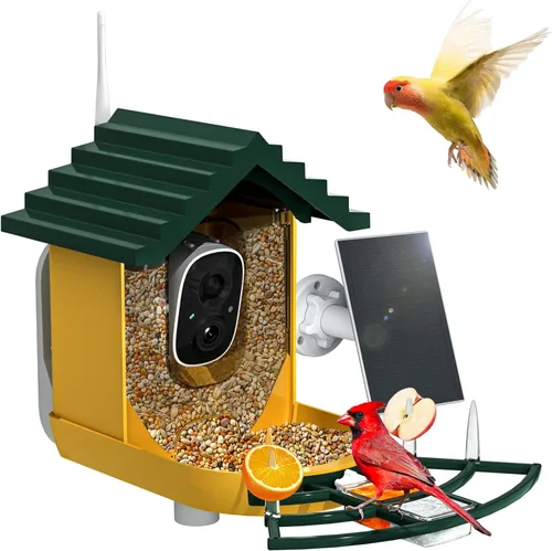 Miniatura 9 de Comedero inteligente para pájaros con cámara, alimentado por energía solar e identificación IA, alimentador de pájaros WiFi de 2.4 Ghz para Azul