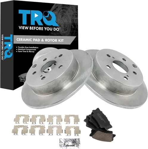 Miniatura 154 de TRQ Kit de rotor de freno trasero y pastillas de cerámica Posi premium compatible con camioneta Chevy GMC