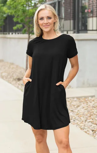 Miniatura 3 de Vestidos de verano para mujer, informales, holgados, estilo camiseta, florales, de manga corta, con vuelo y bolsillos, para la playa