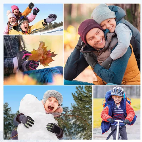 Miniatura 8 de Guantes de invierno para niños SIMARI con pantalla táctil, cálidos y térmicos, resistentes al agua, para niños y niñas, para correr, ciclismo