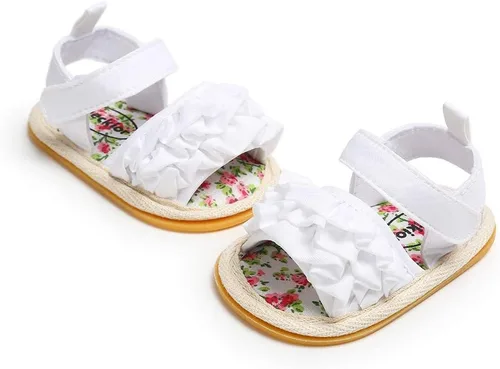 Miniatura 64 de Meckior Sandalias de verano con punta abierta y suave de piel sintética para bebés y niñas pequeñas