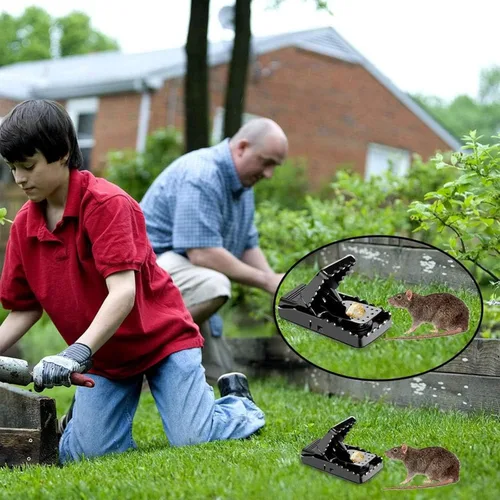 Miniatura 6 de Trampa reutilizable para ratones para interiores, paquete de 12 unidades, dispositivo de control de roedores de plástico fácil de configurar