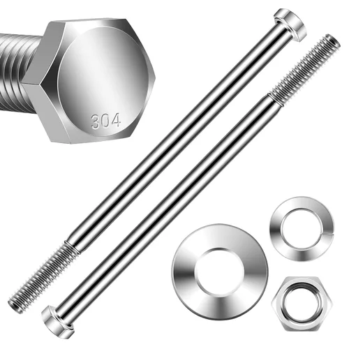Miniatura 13 de Mellewell Pernos de cabeza hexagonal de 1/2-13 x 1-1/2 pulgadas con tuercas hexagonales y arandelas planas gruesas y de seguridad, totalmente