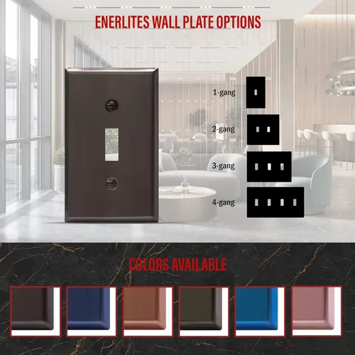 Miniatura 19 de ENERLITES Placa de Pared Metálica para Interruptor de Luz de Palanca, Acero Inoxidable 201, Resistente a la Corrosión, Tamaño Estándar 1-Gang 4.50