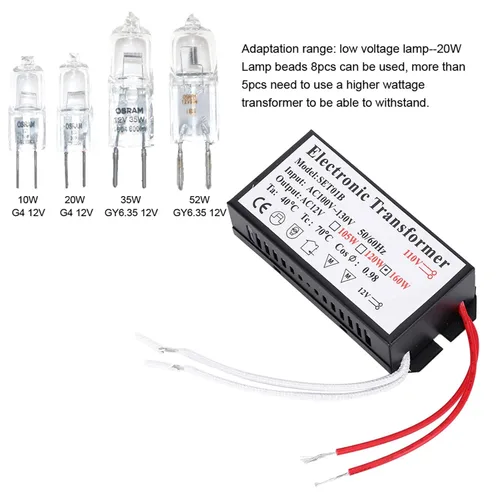Miniatura 2 de Transformador electrónico de 160W, AC110V a AC12V fuente de alimentación transformador electrónico para perlas de lámpara halógena