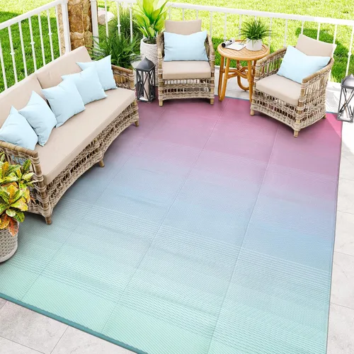 Miniatura 16 de Anidaroel Alfombras de exterior de 6 x 9 pies para patios, impermeables, reversibles, de plástico tropical, alfombra de campamento, alfombra grande